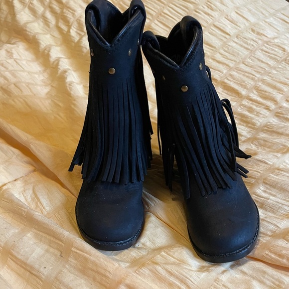 NWOTS FRINGE Leather Infant Toddler Cowboy cowgirl Boots! old west size 4C RARE! - Picture 2 of 6